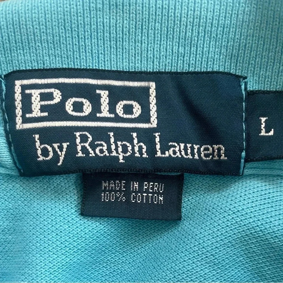 Ralph Lauren Polo Shirt in Turquoise embroidered logo- Size Large - Picture 3 of 6